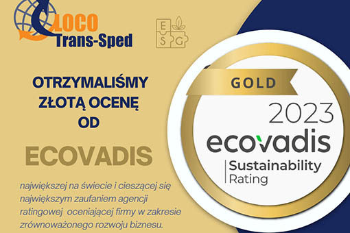 Locotranssped otrzymał Złoty Medal EcoVadis za zrównoważony rozwój